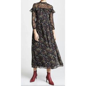 BB Dakota Sway for Days Womens Black Floral Maxi Dress Chiffon Lined Size 2